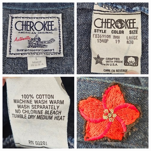 Vintage USA Cherokee Denim Vest Waistcoat Tie Back Women sz Large - Picture 10 of 10