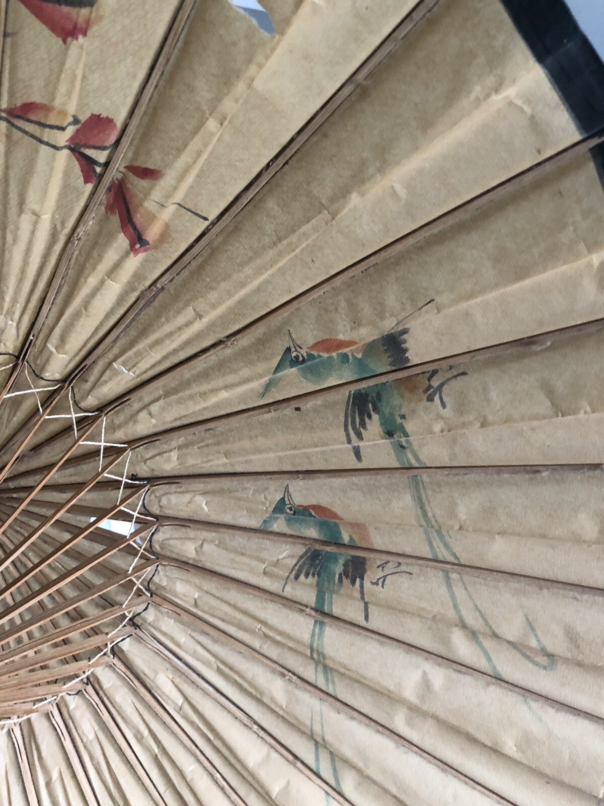 Japanese Style Paper Umbrella Art Painted Dancing Prop Wedding Party damaged! image 5