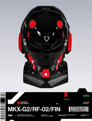 Machine56 Wearable Black Red Helmet Art Mask MKX-G2/RF02/FIN