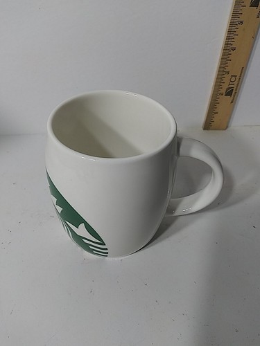 Starbucks 14 oz 2010 Mermaid Siren Logo White Ceramic Barrel Coffee Mug - Picture 2 of 4