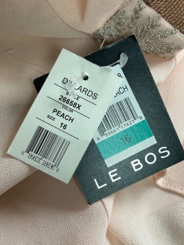 Le Bos 3/4-Ärmel bestickt Jacke Kleid Pfirsich Set Damengröße 16/26658X Neu mit Etikett - Bild 9 von 9