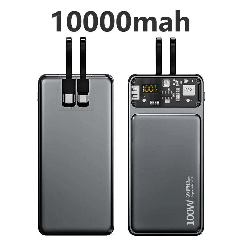 100W Super Fast Charging Power Bank with Built-in Cables Portable Charger Compatible with iPhone Samsung and More Devices 100W Super Fast Charging Power Bank with Built-in Cables Portable Charger Compatible with iPhone Samsung and More Devices