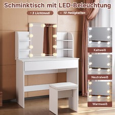 Schminktisch mit spiegel und hocker Beleuchtung Schublade Frisiertisch Weiß