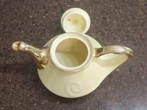 Vintage Art Deco Lusterware Yellow Aladdin Genie Lamp Teapot SET gold trim China - Picture 7 of 19