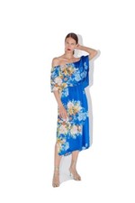 Zara Floral Print Dress Blue Size M