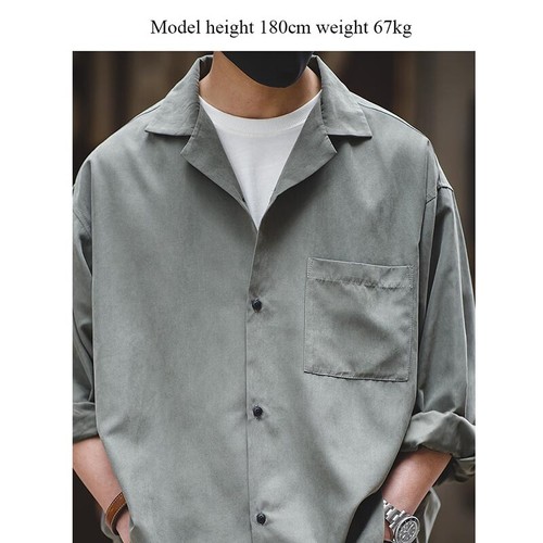 Herren Samt Hemd Japanischer Stil Propagation Kragen Freizeit Cargo Jacke Top- - Bild 2 von 23
