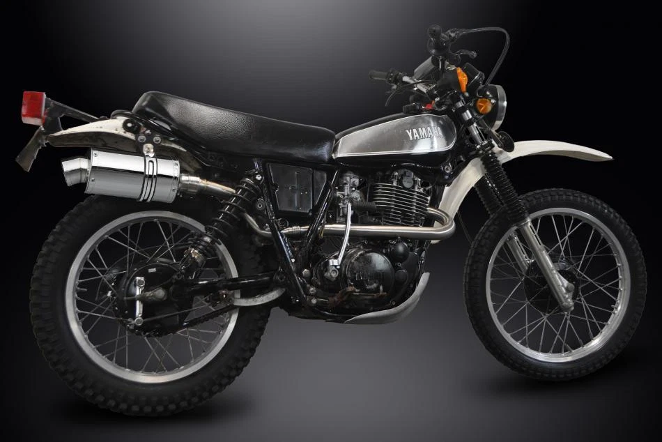 Silenciador oval de aço inoxidável Yamaha XT500 TT500 1977-1981 escape completo 9" - Imagem 3 de 4