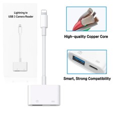 Plug Play Portable USB Camera Adapter for iPhone 13 12 11 OTG w/Charging Port