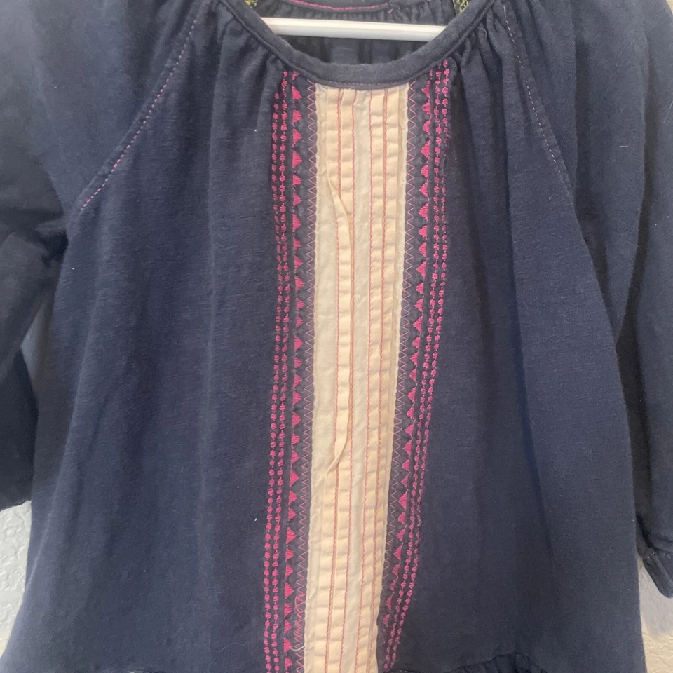 Morgan & Milo Dress Girl’s Size 4 Long Sleeve Blue Pink Boho 100% Cotton - Image 3 of 4