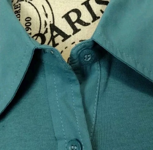 Rafaella Wmn's PS Rol Teal Blue Roll T Shirt Blouse Button Up Top Pockets Cotton - Picture 7 of 10