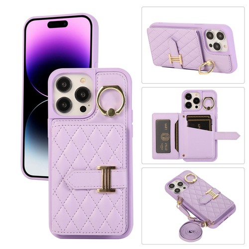 Shockproof Luxury Grid Leather Wallet Lanyard Ring Case Cover For Apple iPhone - Picture 10 of 65