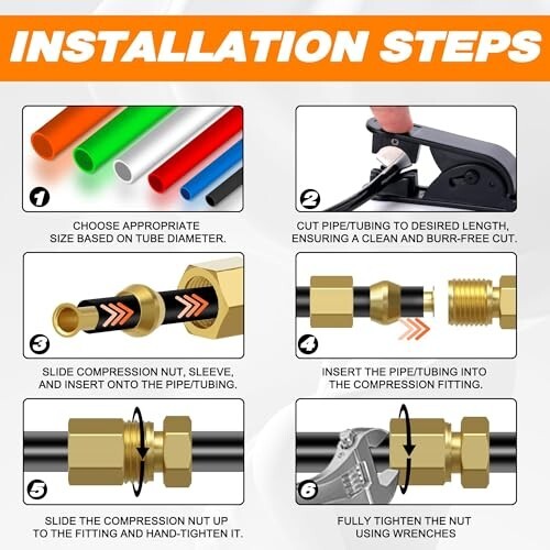 280PCS Compression Fittings kit 6 Sizes - 1/4", 3/8", 5/16", 1/2", 3/16",1/8"