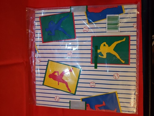Cleo Luxury Baseball Gift Wrap Sealed Colorful Sports Pitcher Hitter Vintage - Picture 2 of 2