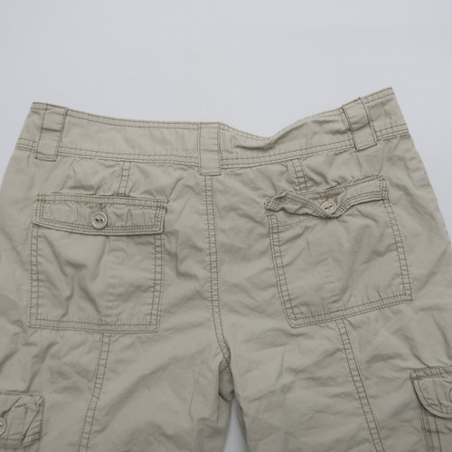OP Womens Cargo Bermuda Shorts Size 11 Beige 100% Cotton 15.5" Inseam - Picture 4 of 8
