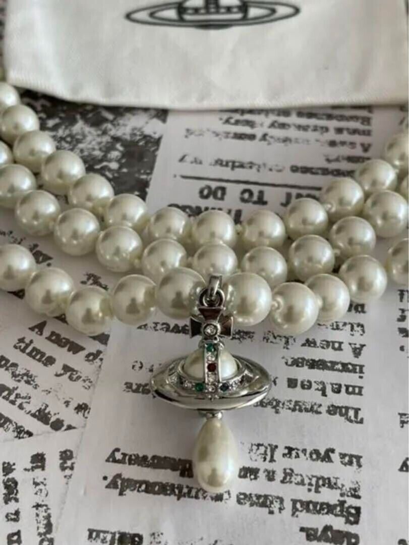 Vivienne Westwood Three Row Triple Layer Pearl Drop Silver Vivienne Westwood Three Row Triple Layer Pearl Drop Silver