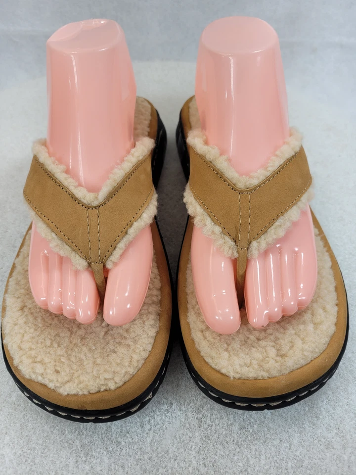 Sandalias chanclas Rampage FUZY para mujer talla 10 M gamuza cuero imitación piel tostadas Foto 3 de 4