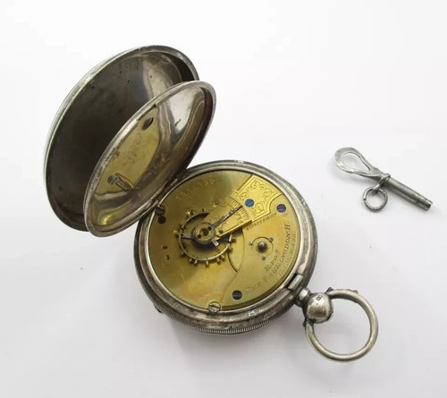 Vintage 1887 18s American Waltham Watch Co STERLING Silver Pocket Watch Key-Fob - Picture 6 of 12