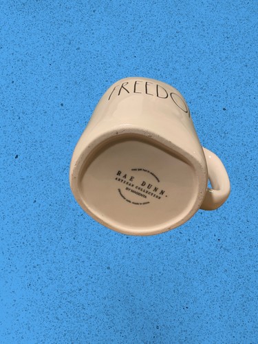 Rae Dunn Artisan Collection By Magenta FREEDOM Mug White And Black NEW - Picture 6 of 6