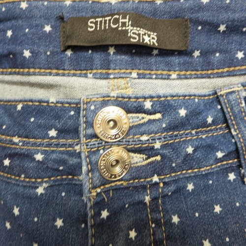 Neu ohne Etikett Stitch Star Damen Stretch Denim mit Mini Sternen Punkten Größe 8 gesäumt mittlere Leibhöhe - Bild 7 von 12