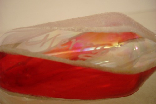 Glas Frohe Weihnachten Gravur Bonbonform rot weiß Wirbel Ornament - Bild 14 von 16