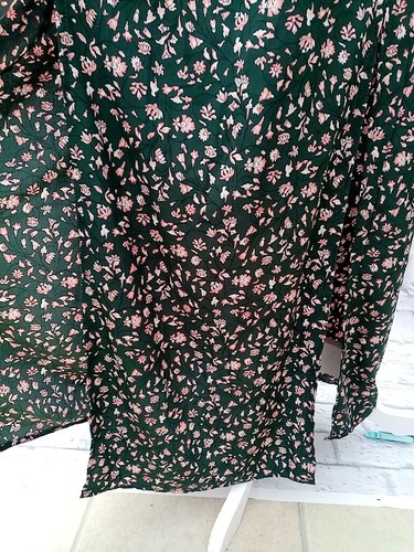 Shein Dress Size 14 Green Pink Floral Straps Belt Maxi Knee Slits Cross Over - Picture 6 of 14