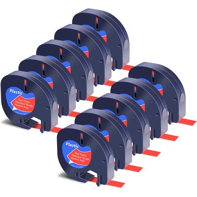 10 Replace for Dymo Letratag Refill Red Plastic Tape 1/2'' 13' 91333 For LT-100H