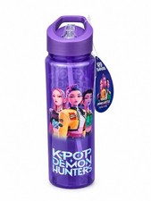 Netflix K-Pop Demon Hunters Purple Plastic Water Bottle 750ml Straw Flip Lid