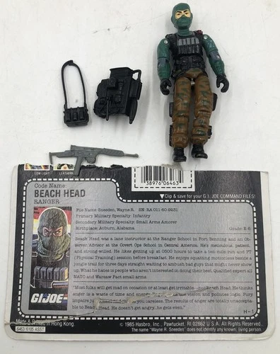 Vintg GI Joe ARAH Beach Head 1986 *100% COMPLETE FILE CARD Satchel Strap Broken