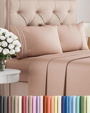 Cal King Size 4 Piece Sheet Set Comfy Breathable Cooling Bed Sheets Set H...