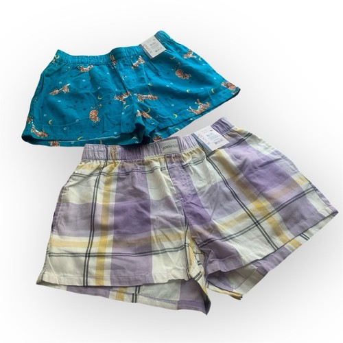 Joyspun Womens Woven Pajama Boxer Shorts XS 0-2 Plaid Animal Print Lot of 2