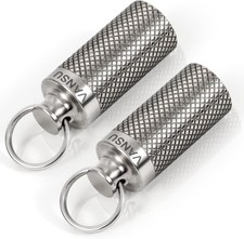 Titanium Waterproof Keychain Pill Holder Container,Portable Silver-2 Pack