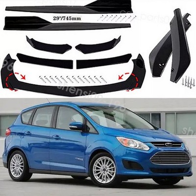 Front Rear Bumper Lip Spoiler Splitter Glossy Black For Ford C-Max 13-18