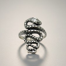 Long Genuine Sterling Silver Snake Ring Stamp...