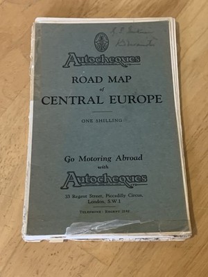 Vintage Autocheques Road Map Of Central Europe Pre Decimal Folding Motor Map
