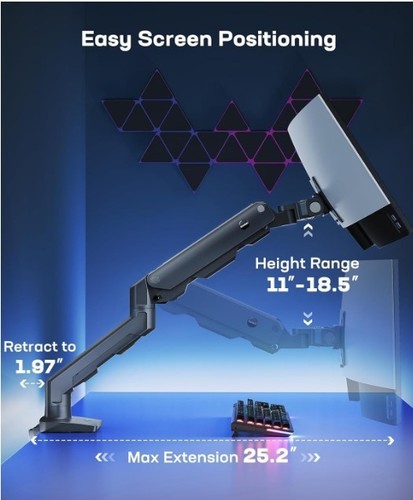 HUANUO Heavy Duty Monitor Arm for 49 inches Screens up to 35 lbs. - Picture 4 of 7