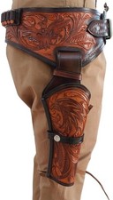 Gun Holster Belt Leather Revolver Pistol Tooled .22 .38/357 .44/45 Cal Western