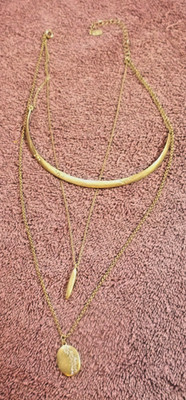 Vintage Loft Triple Strand Layered Goldtone Necklace ~ 15 1/2''