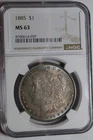 1885 Morgan Silver Dollar MS63 NGC #039 Tone