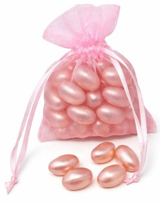 Lot of 35 Fragranced Bath Oil Beads in Silk Organza Pouches   Choose Scent