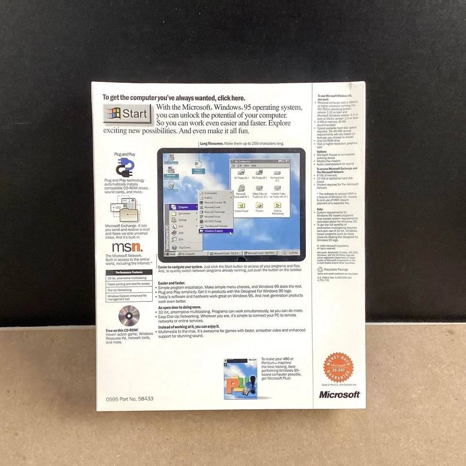 Microsoft Windows 95 Upgrade PC CD-ROM Edition RARE FACTORY SEALED NEW - Image 2 of 4