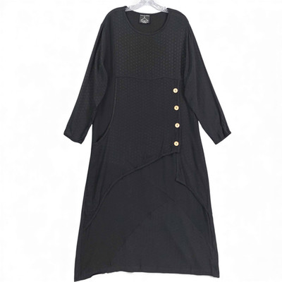 Vintage Shopping With Anthony Dress Sz L Black Avant Garde Button Detail 80's