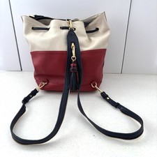 Tommy Hilfiger Color Block Zaino Pelle Borsa Americana Preppy Rara Capsula