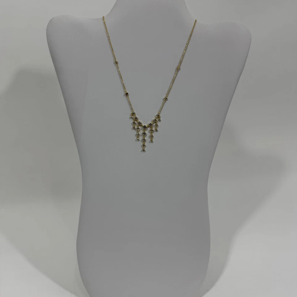 Collar Anthropologie Cristal Goteante Circonita Cúbica Chapado en Oro Latón Nuevo Foto 2 de 4