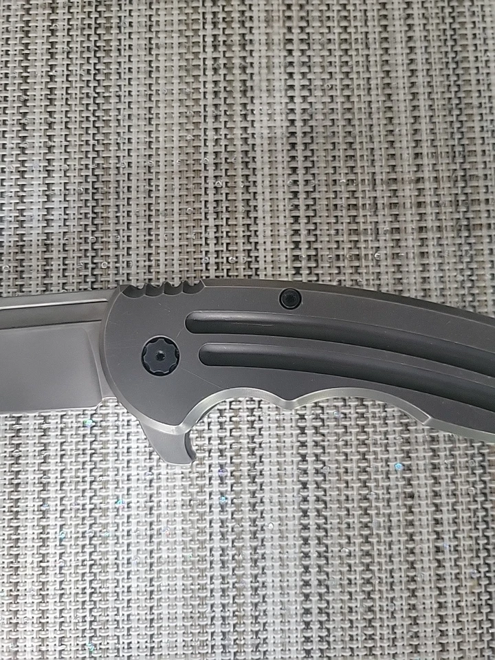 Hoback Knives Husky Titanium, Stonewash Nitro-V Blade, deep carry pocket clip - Image 3 of 4