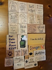 30X RUBBER STAMPS WOOD MOUNT CARD CRAFT THANK YOU CONGRATULATIONS GET WELL S88