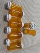 Lot 10 Empty Medicine Pill Plastic Amber Bottles Prescription Crafts