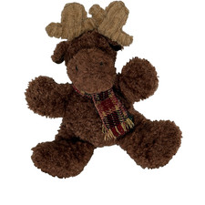 Vtg Russ Berrie Antler Moose Plush Brown Scarf 10" Stuffed Animal