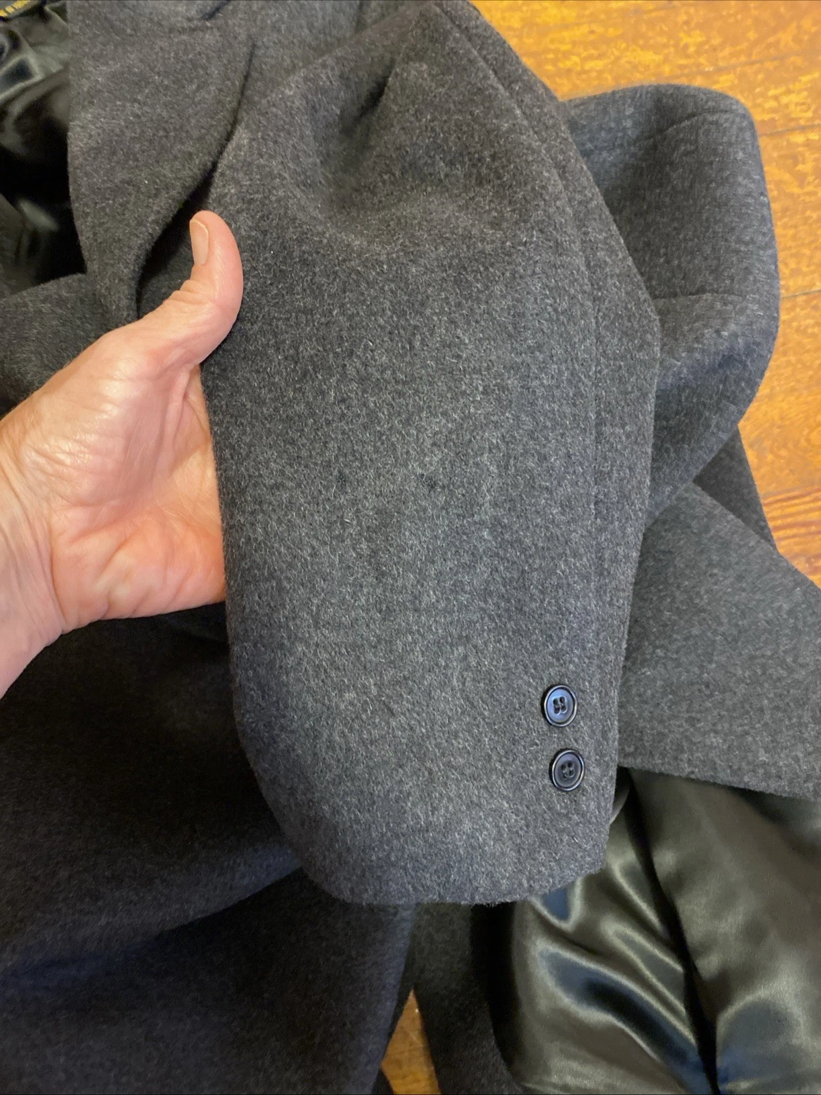 Vintage 70s Gray Wool Cashmere Over Coat Made In Yugoslavia Long Trench 48 Long image 7
