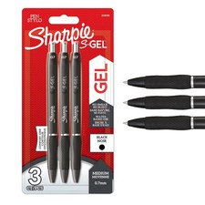 Image of S Gel Gel Pens Medium Point (0.7mm) Black Ink 3 Count