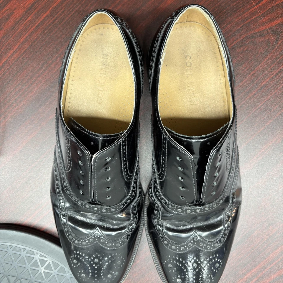 Cole Haan Shoes Mens Size 9.5 D Black Oxford Wingtip Brogue Dress Leather India - Image 4 of 4
